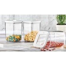 3 Lü 1000 ml Kare Saklama Kabı, Beyaz