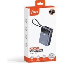 Juo 20000MAH 65W LED Ekranlı Usb-A + Type-C Kablolu Taşınabilir Hızlı Şarj Cihazı Powerbank