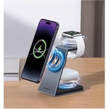 3in1 15W Telefon 2,5W Saat 3,5W Kulaklık Kablosuz Şarj Istasyonu Mg-80