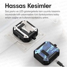 Galaxy Buds 3 Pro, Buds 3 ve Buds 3 Fe ile Uyumlu Mandallı Kapak Kilit Sistemli Mat Dokulu Darbelere Dayanıklı Kamuflaj Silikon Kılıf (Siyah)