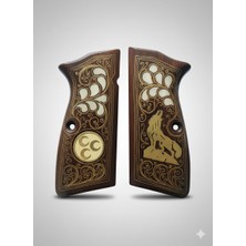 Browning Hp 14 Lü Zig 14 ve Yavuz 14 Lü Telkari Işlemeli Sedef Kakma Kabze