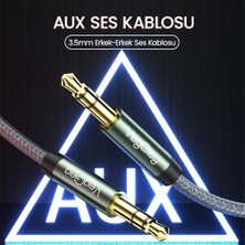 3.5mm Trs Hi-Fi Örgülü Aux Ses Kablosu 2 Metre