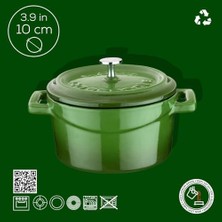 Metal Döküm Mini Tencere, 10 Cm, 0.35 L Hacim, Yeşil