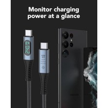LED Ekranlı 240W USB C - USB C Hızlı Şarj Kablosu, (48V/5A) Usb-C Pd 3.1, Naylon Örgülü Tip C Erkek - Erkek Kablo Kablosu, MacBook Pro/air/ipad//hp// Için Dizüstü Veri Kablosu