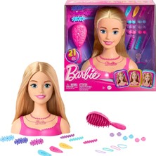 Barbie Bebek Şekillendirme Kafası, 20 Renkli Aksesuarlı Sarı Saç, Saç Şekillendirme Için Bebek Kafas