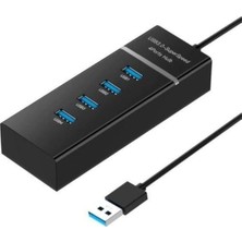 USB Çoklayıcı 4in1 USB 3.0 4 Port Çoğaltıcı Hub 5gpbs Hızlı Aktarım 30CM Kablo Pc Bilgisayar Switch Splitter - Siyah Renk (4 Port Hub - Siyah)