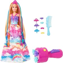 Barbie Dreamtopia Örgü Saçlı Prenses Bebeği (29 Cm, Sarışın), Gökkuşağı Renkli Postişleri ve Aksesua