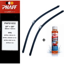 Phaff Opel Astra J (2009-2015) Ön Silecekleri (Sol Sağ 680MM+625MM) ve Börfh 32 ml Konsantre Cam Suyu Şampuanı Seti