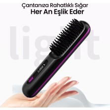 Pluzz Şarjlı Taşınabilir Iyonik Saç Düzleştirici Fön Tarağı – Elektrikli Isıtmalı Tarak Saç Şekillendirici ve Hacimlendirici (Siyah)