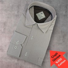 Eren Style Pamuklu Uzun Kollu Tek Cepli Çizgili Gömlek (Regular Kalıp)