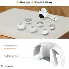 Airpods Pro 1. ve 2. Nesil ile Uyumlu 3 Farklı Boyutta Silikon Yedek Kulaklık Uçları, Airpods Pro Ear Tips - 3 Sets (Xs/s/l)