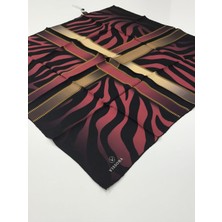 Vissona Tivil Ipek Eşarp Zebra Desen Siyah Bordo 1016-1