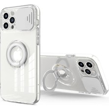 Najmaddin Ally Iphone 11 Pro 5.8inç Kılıf Sürgülü Kamera Lens Korumalı Yüzük Standlı Silikon Kılıf- 5775 Diğer