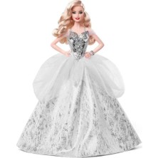 Barbie 2021 Mutlu Yıllar Bebeği (Dalgalı Sarı Saçlı, 30 Cm), Gümüş Rengi Elbiseli, Bebek Standı ve Ö
