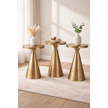 Valda Home 3'lü Eskitme Gold Metal Zigon Sehpa