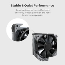 NX400 - Cpu Hava Soğutucu, Tek Kule, 4 Gelişmiş Isı Borusu, 52 Kanatlı Isı Emici, E28, 120 mm Fdb Statik Basınçlı Fan, 28 mm Fan Kalınlığı, Köşe Kapağı Ayak Pedleri, Cilalı Üst Kapak - Siyah