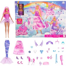 Barbie - Bebekli Noel Takvimi ve Tek Boynuzlu At ve Hayvanlarla Birlikte 24 Sürpriz Aksesuar, Moda B