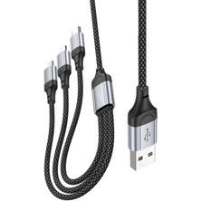 Zipax Iphone 13 - 13 Pro - 13 Pro Max Type-C / Lightning / Micro Şarj Kablosu 3in1 HOC-X102-AL