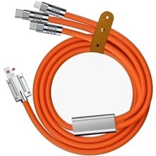 3 Şarj Aleti 1 Arada Çinko Alaşım Hızlı Şarj Kablosu Turuncu