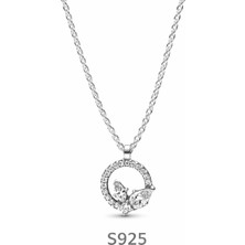 Poseidons Jewellery S925 Işıltılı Herbaryum Yuvarlak ve Küme Kolye
