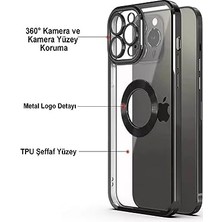 15 ile Uyumlu Laser Şeffaf Parlak Arka Yüzey ve Logo Detaylı Kenarları Silikon Yapıya Sahip Lens Koruyuculu Kılıf (Mavi)