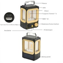 Pusat Ampul Solar Şarj Edilebilir 12 LED 1 Rustikli LED Kamp Lambası ( Lisinya )