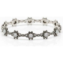 Oya Silver Işıltılı Gümüş Markazit-Sedef Taşlı Bileklik [MK00]