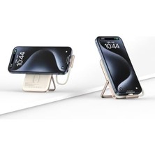 Powerbank 10000MAH Standlı 20W Dahili Type-C Kablolu Taşınabilir Hızlı Şarj Cihazı Beyaz