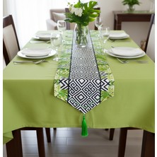 Özel Tasarım Premium Duck Keten Cicekli Masa Örtüsü & Runner Takımı