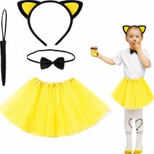 Najmaddin Sarı Renk Kedi Kostüm Seti - Tütü, Taç, Papyon, Kuyruk