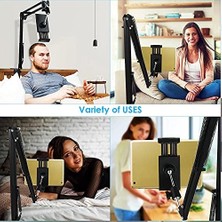 Fotoğraf ve Video Çekim Standı 360 Derece Dönebilen Youtuber Twitch Yayıncı Standı Multi Fonksiyonel Kıskaçlı Mandanlı Kolay Kurulum Sıra Masa Dolap ve Tezgahlarda Kullanım