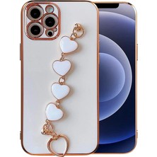 Najmaddin Ally Iphone 13 Pro 6.1inç Kılıf Kalp Bileklik Tutuculu Lüx Silikon Askılı Kılıf- 5775 Diğer