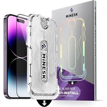 Magıc Glass 14 Pro Max Için Otomatik Hizalama Aparatlı Ekran Koruyucu (Güçlendirilmiş Temperli Cam) Takılırken Toz Toplama Özellikli (14 Pro Max)