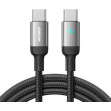 Jr - S-CC100A10 Extraordinary Serisi Hızlı Şarj Veri Kablosu, 100 W, Tip C - C Tipi, 1,2 M Siyah