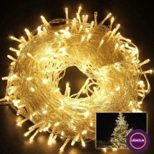 Pusat Yılbaşı Aydınlatması 100 LED Perde Hortum Sıcak Beyaz Işık - 10 Metre Dekoratif Şeffaf Kablolu Süs - Lisinya
