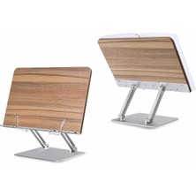 Npo STD002 Okuma Açısı Ayarlı,kıskkaçlı Alüminyum&ahşap Kitap/tablet/notebook Standı Modern Rahle
