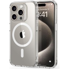 Teknosepetim iphone 15 Pro Magsafe ile Uyumlu Şeffaf Kılıf Silikon Darbe Emici Tam Koruma Kapak Air iphone 15 Pro Manyetik Şarj Kılıfı