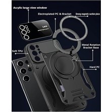 Galaxy S25 Ultra Için ile Uyumlu Kılıf Kamera Korumalı Açılıp Kapanabilen Dikey ve Yatay Standlı 360 Derece Dönebilen Stand Darbelere Dayanıklı Koruyucu Renkli Tank Kapak