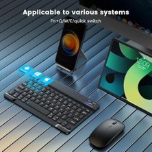 Bluetooth Kablosuz Şarjlı Türkçe Q Klavye Alüminyum Alışım Bluetooth Mini Mouse Süper Hafif Taşınabillir Bluetooth Eşleştirmeli Midi Klavye 25CM x 15CM