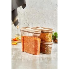 Lüks Erzak Saklama Kabı, Şeffaf Füme 3 'lü Set (4 Lt+2lt+2 Lt), Bakır