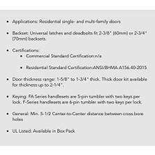 Lock FE285 Cen 619 Lat Ön Giriş Kolu Enlem Iç Kol (Nikel), 11,9 x 2,5 x 2,25