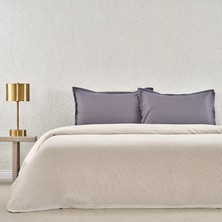 Plain Düz Viscoz - Pamuk Karışımı Pike Takımı, Gri, Çift Kişilik