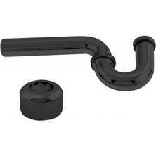 D401-1-62 Yüksek Kutu Flanşlı Pirinç P-Trap, 1-1/4 Inç x 1-1/4 Inç, Mat Siyah