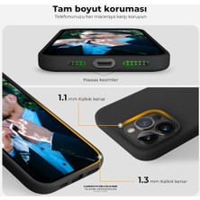 14 Pro Uyumlu Özel Ipeksi Dokunuş Hissi Veren Içi Yumuşak Kadife Lansman Silikon Kılıf Kapak (Siyah)
