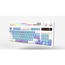 K1 Fonksiyonel Çift LCD Ekran & Çift Rgb - Ses Kontrolcülü Membran 94 Tuşlu Rgb Modlu Gaming Klavye