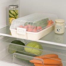Şeffaf Kapaklı Buzdolabı Düzenleyici Kutu | 32X18 cm Plastik Gıda Organizeri | Kar Beyaz Taban | Kapaklı Saklama Kutusu, Buzdolabı ve Mutfak Için Pratik Çözüm