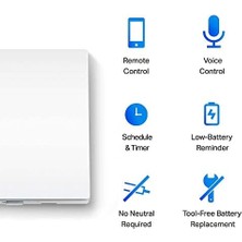 S210, Akıllı Işık Anahtarı, Uzaktan Kumanda, Aletsiz Pil Değiştirme, Nötr Gerekmez, Tüm Ampullerle Uyumlu, Alexa ve ile Çalışır, Hub Gereklidir Ayrıca Satılır