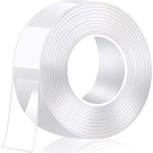 2 Metre Su Sızdırmaz Çift Taraflı Şeffaf Bant LTS-BND06 (Uzunluk 2m, GENIŞLIK:30MM, Kalınlık:1mm) Ekstra Güçlü Yıkanabilir Ince Bant, Halı, Ev, Mutfak, Banyo, Araba Veya Ofis