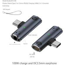 2in1 Type C To 3.5mm Kulaklık Type C 100W Hızlı Şarj Dönüştürücü Otgcx