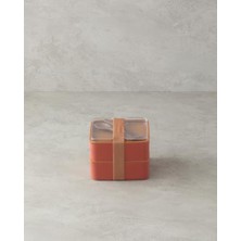 Mezaluna Plastik 2 Katlı Lunch Box 720 ml +720 ml Turuncu